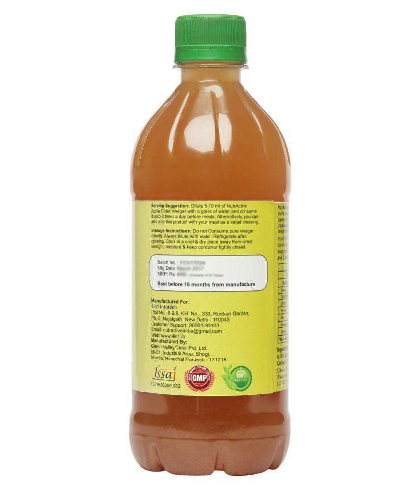 NutrActive Apple Cider Vinegar with Mother of Vinegar 1000 ml Unflavoured Pack of 2