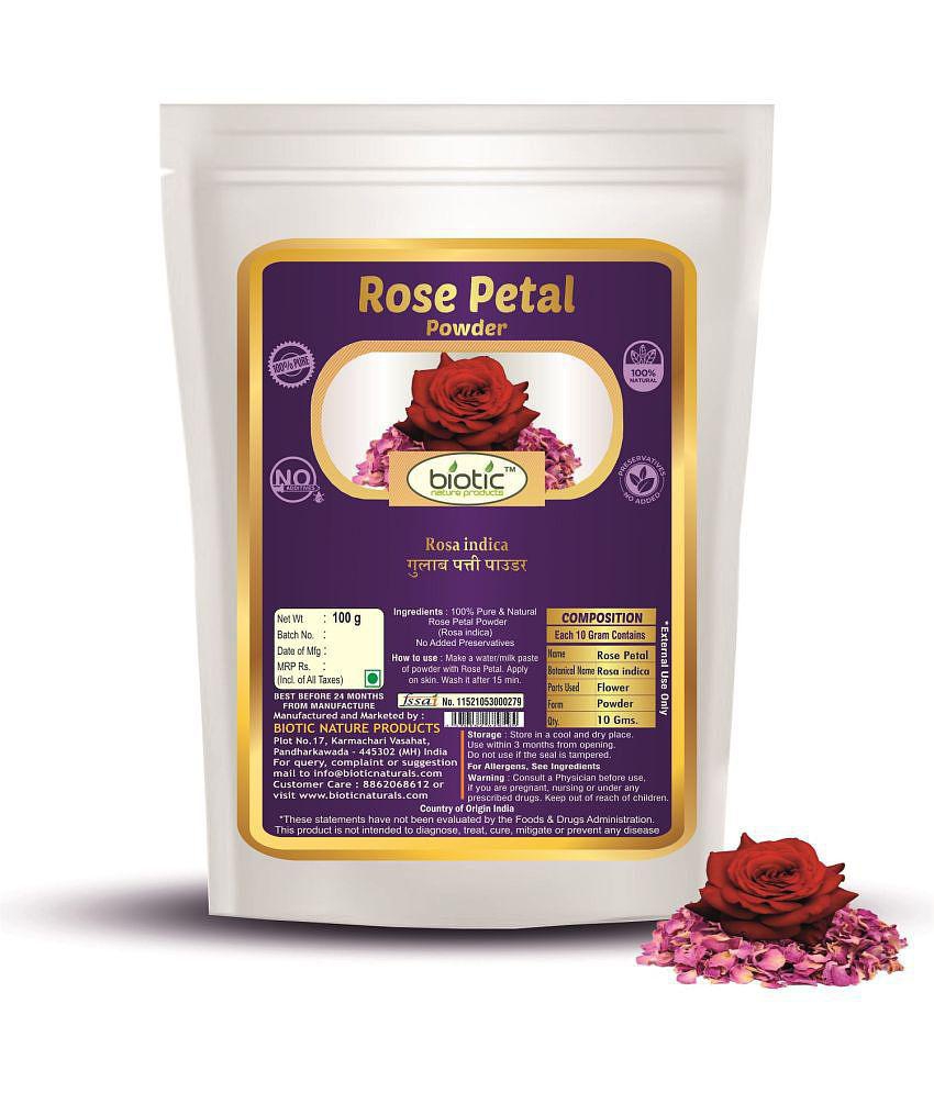 Biotic Rose Petal Powder (Rosa Indica) Gulab Patti Powder 100 gm