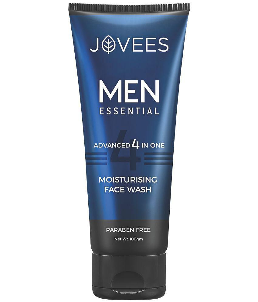 Jovees Herbal Men Essential Face Wash, Advanced 4 in 1 Moisturising Facewash | Cleanser | Exfoliator | Rejuvenator | Moisturiser - 100 gm