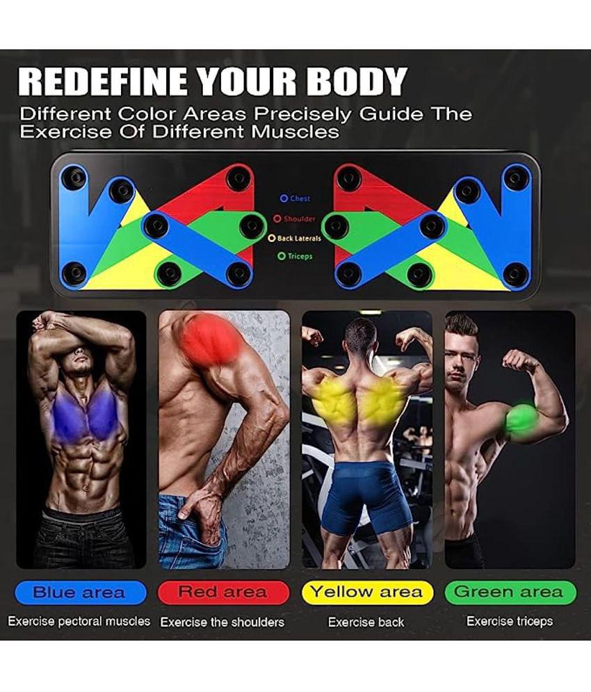 HSP ENTERPRISES Pushup Board with 14-in-one Muscle Toning System, Multifunctional Colour Coded Foldable Push up Board for Body Muscle Training - Multi Color