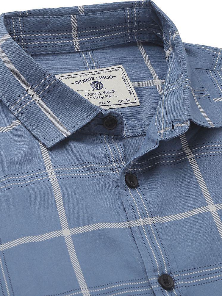 Premium Men Dennis Lingo - Blue 100% Cotton Slim Fit Men's Casual Shirt ( Pack of 1 ) - None 202