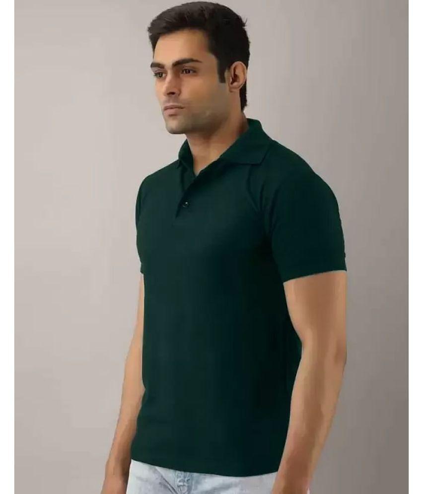 Exclusive Men SKYRISE - Dark Green Cotton Blend Slim Fit Men's Polo T Shirt ( Pack of 1 ) - None
