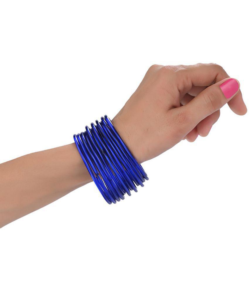Top Men Somil - Blue Bangle Set ( Pack of 12 ) - None 2025 at ShopCircuit | ONDC