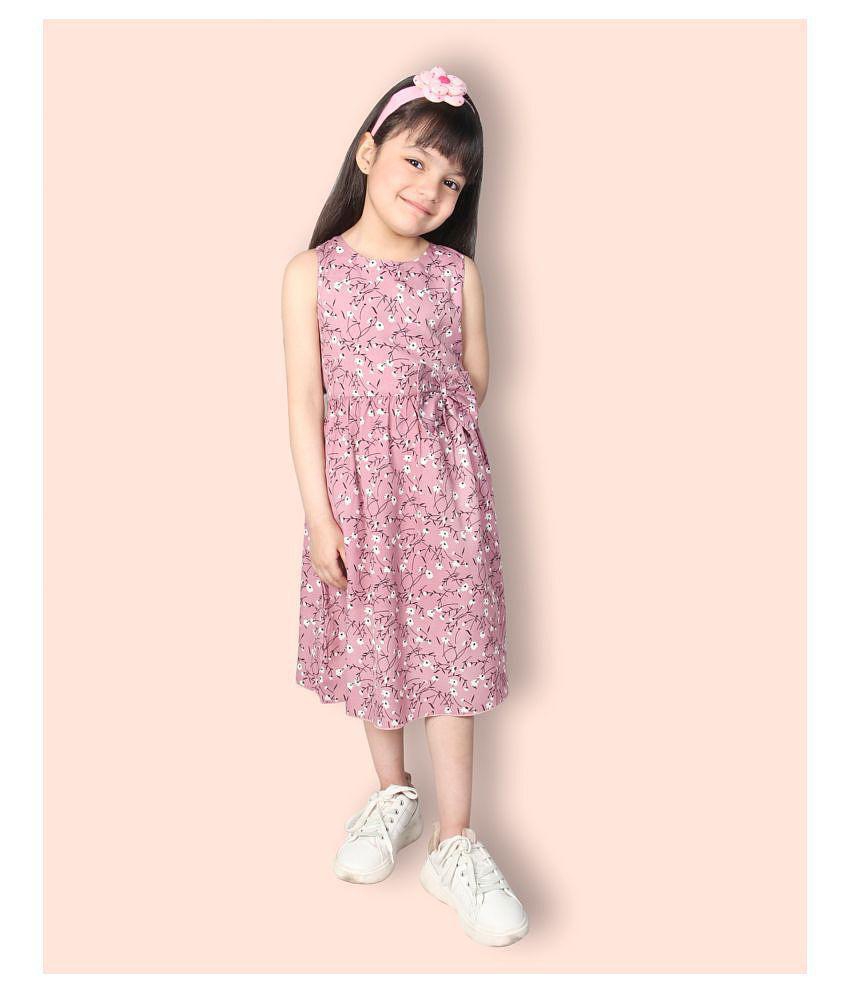Premium Men Addyvero - Pink Cotton Girls Fit And Flare Dress ( Pack of 1 ) - None 2025 at ShopCi