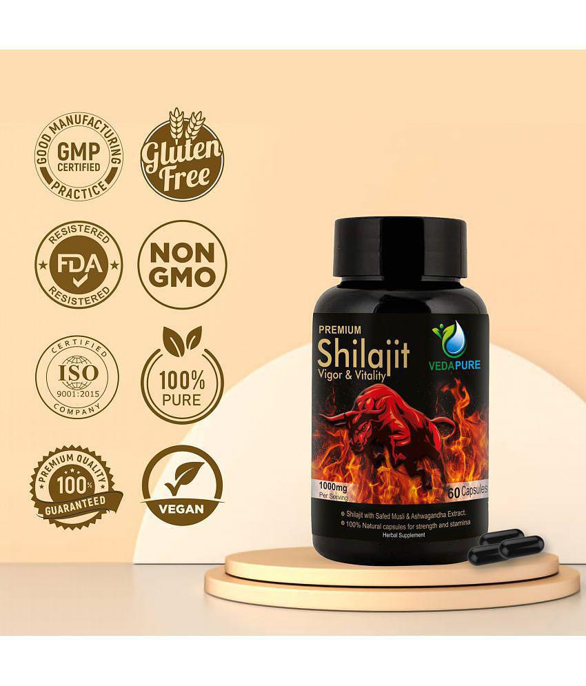 Vedapure Premium Shilajit for Stamina, Power -Men & Women - 60 Cap