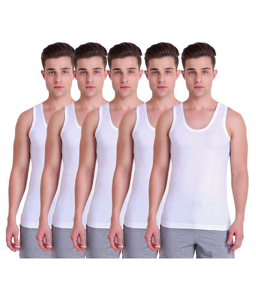 TT White Sleeveless Vests Pack Of 5 - 90