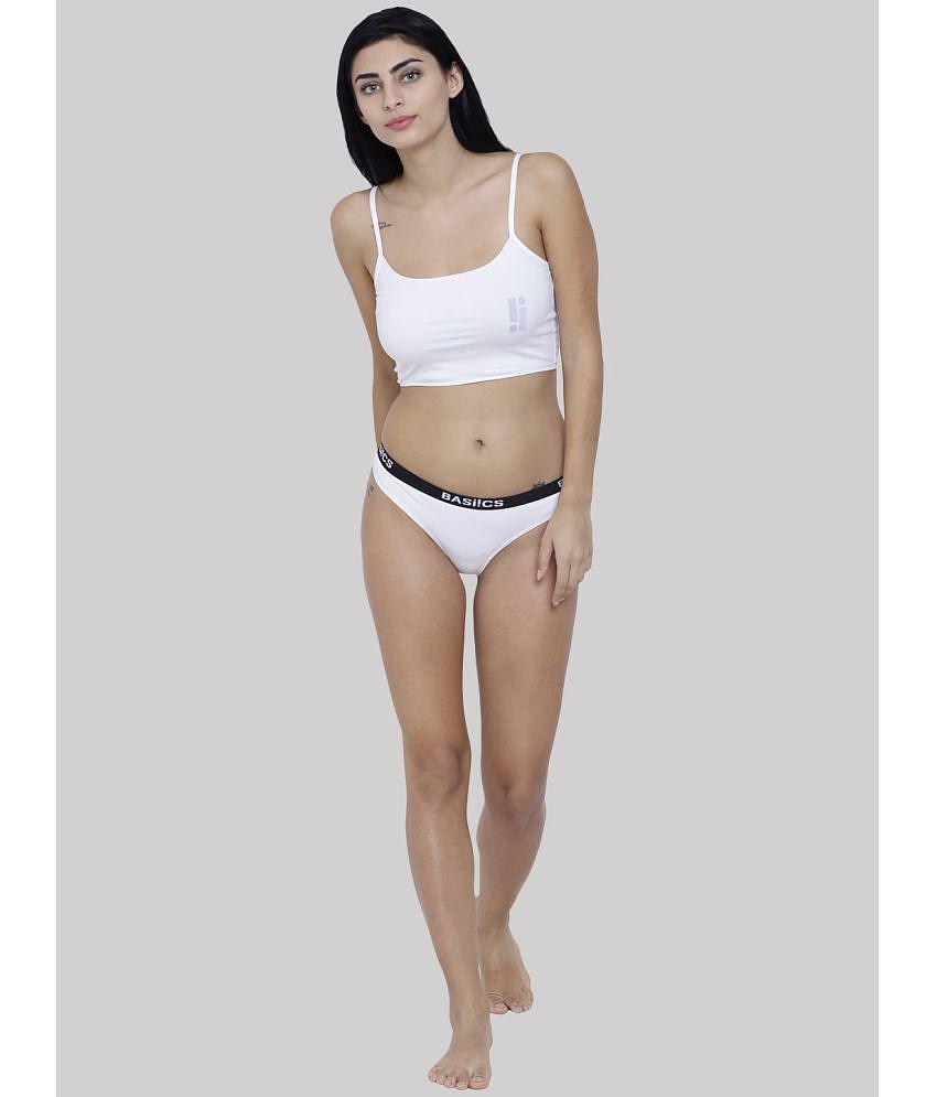 Stylish Men BASIICS By La Intimo - White BCPBR08 Cotton Lycra Solid Womens Bikini ( Pack of 1 ) 