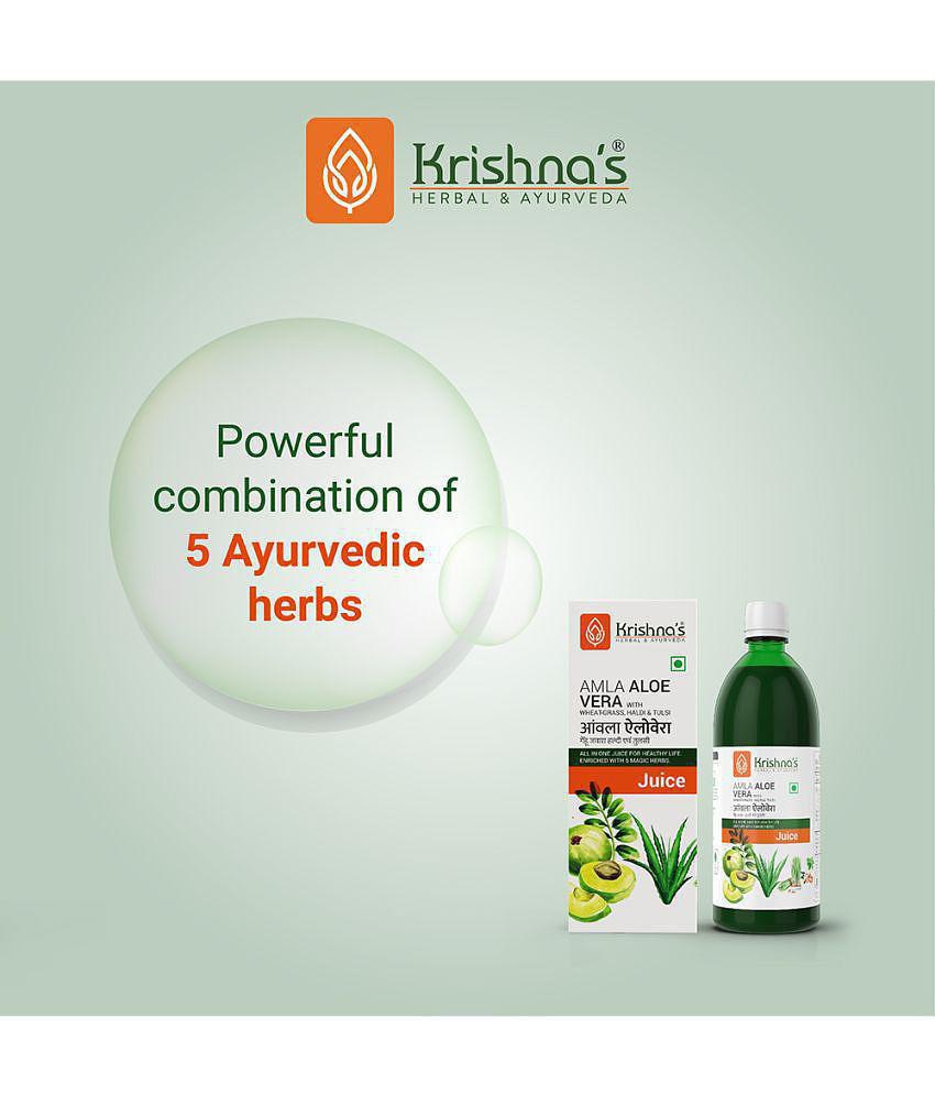 Krishna's Herbal & Ayurveda Amla Aloevera Wheatgrass Haldi Tulsi Juice 500ml