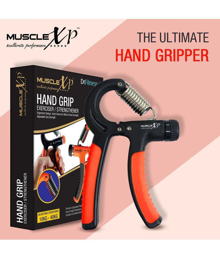 MuscleXP DrFitness+ Hand Grip Exerciser / Strengthener| Strong Compression Spring, Adjustable Hand Grip, Wrist & Hand Grip Strength Workout - Multi Color