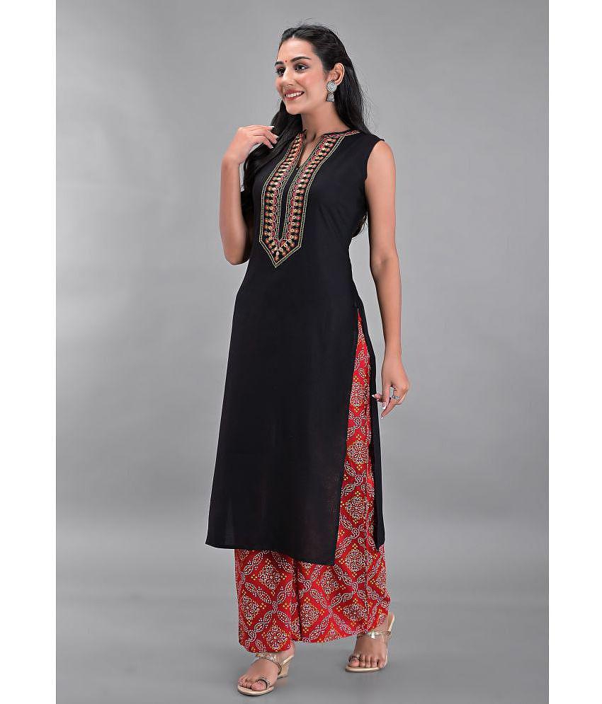 Buy Online Plo Clothy N Wave - Black Straight Rayon Women's Stitched Salwar Suit ( Pack of 1 ) - None