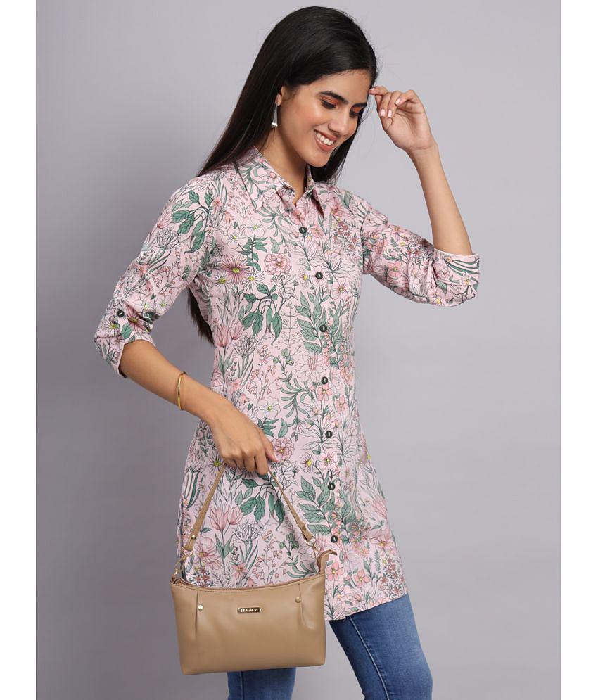 Buy Online Plo Tissu - Pink Rayon Women's Shirt Style Kurti ( Pack of 1 ) - None