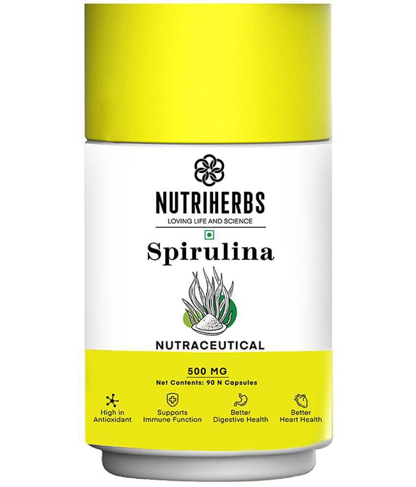 Nutriherbs Superfood Spirulina  500 mg - 90 Capsule| Supports Gut Health and Immune System | For Immunity and strength