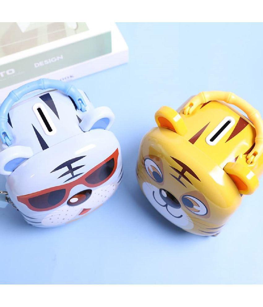 FunBlast Tiger Coin Box for Kids with Lock and Key â?? Cartoon Toy Money Bank for Kids Piggy Saving Box for Girls, Boys, Birthday Return Gift for Children (Blue)