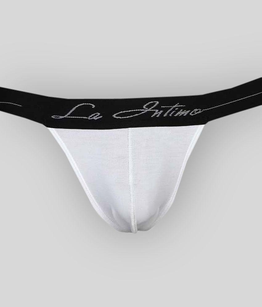 Latest Men La Intimo - White Cotton Blend Mens Thongs ( Pack of 1 ) - 80 - 85 Cms 2025 at ShopCi