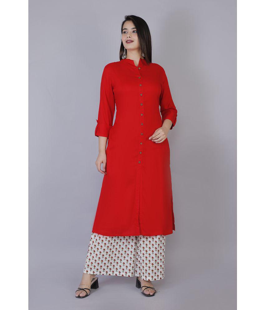 Doriya - Red Straight Rayon Women's Stitched Salwar Suit ( Pack of 1 ) - None