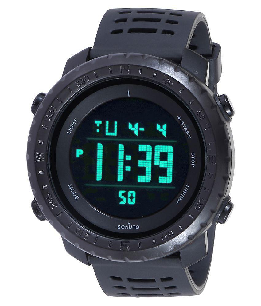 Sonuto SNT-9067-Black Resin Digital Men's Watch