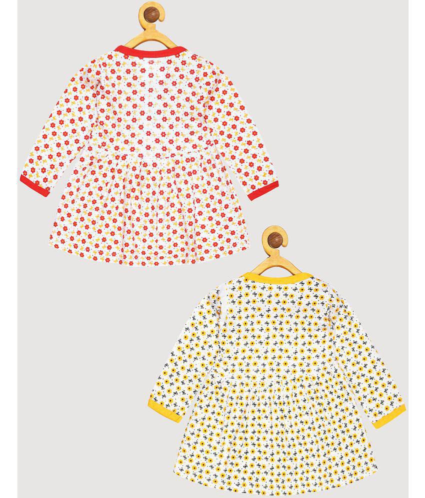 Premium Women Babeezworld - Red & Yellow Cotton Baby Girl Frock ( Pack of 2 ) - None 2025 at Sho