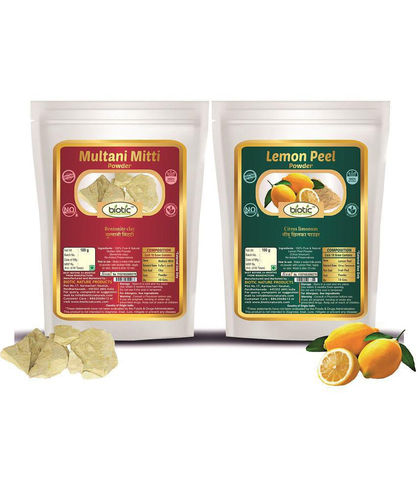 Biotic Multani Mitti and Lemon Peel Powder (100 g Each) 200 gm Pack of 2