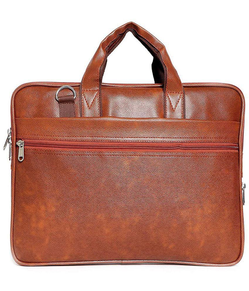 New Men Apnav - Tan P.U 15.6 Inch Expandable Laptop Sleeve Messenger Office Bag - Tan 2025 at Sh