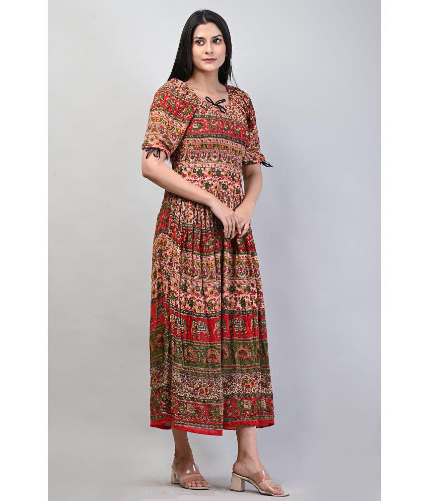 Best Men Frionkandy - Red Rayon Women''s Fit & Flare Dress ( Pack of 1 ) - None 2025 at ShopCirc