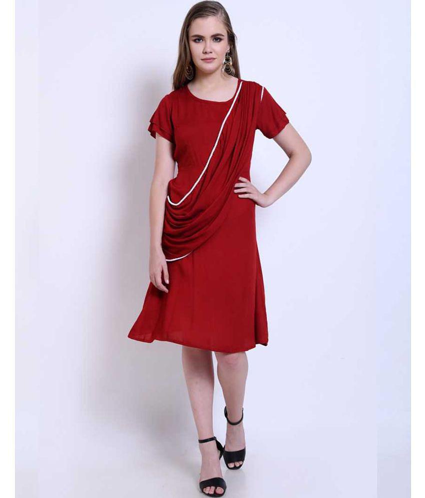 Latest Men Addyvero Rayon Red A- line Dress - - S 2025 at ShopCircuit | ONDC