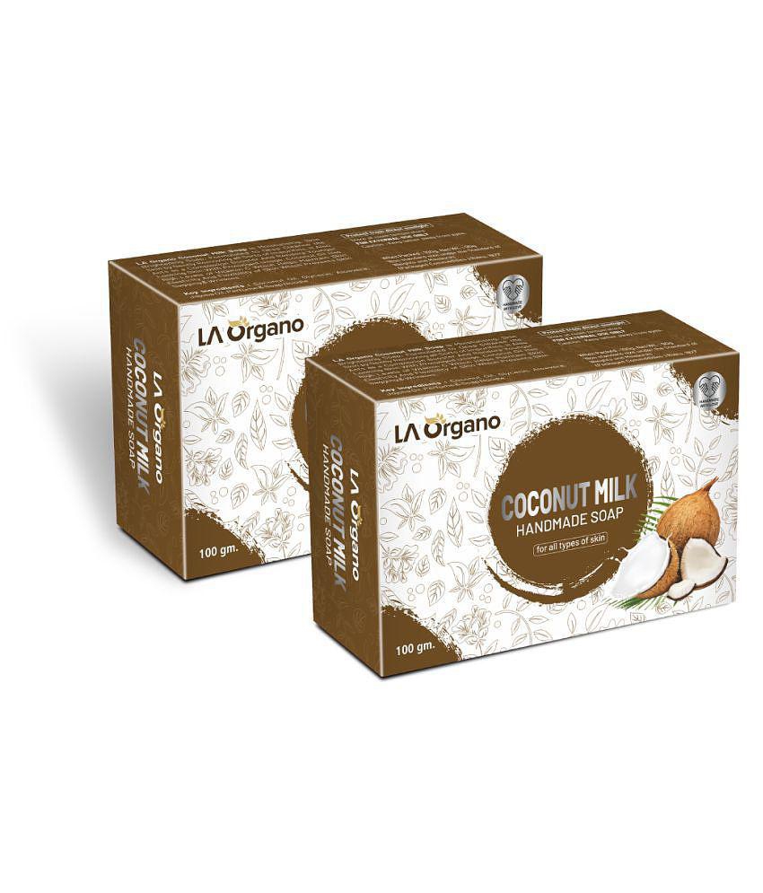 LA ORGANO Coconut Milk Handmade Natural Bath Soap Bathing Bar 100 g Pack of 2