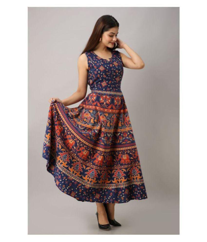 Modern Men Frionkandy Cotton Blue A- line Dress - 2XL 2025 at ShopCircuit | ONDC