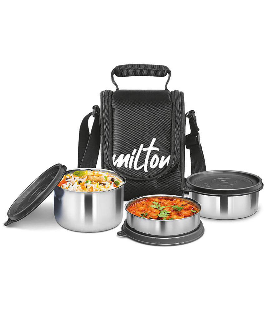 Milton Tasty 3 Stainless Steel Lunch Box, Black