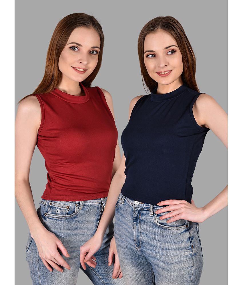 Elegant Women Fabric Falcon - Multi Color Polyester Women's Tank Top ( Pack of 2 ) - None 2025 a