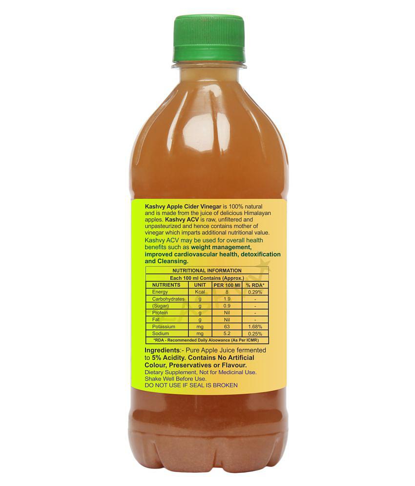 Kashvy Apple Cider Vinegar With Mother of Vinegar 500 ml Unflavoured Single Pack