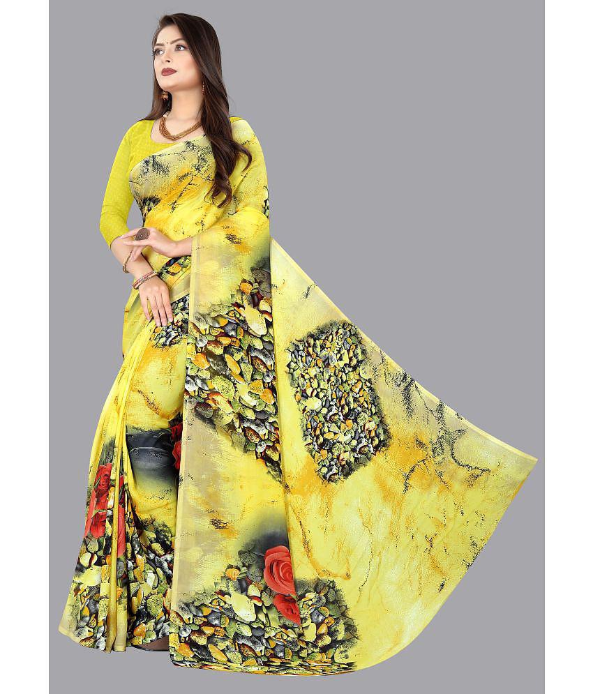 Anand Sarees - Yellow Georgette Saree With Blouse Piece ( Pack of 1 ) - Yellow