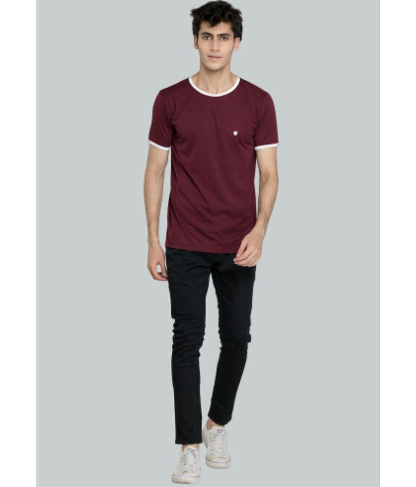 LEEBONEE - Wine Cotton Blend Regular Fit Men's T-Shirt ( Pack of 1 ) - L, Wine