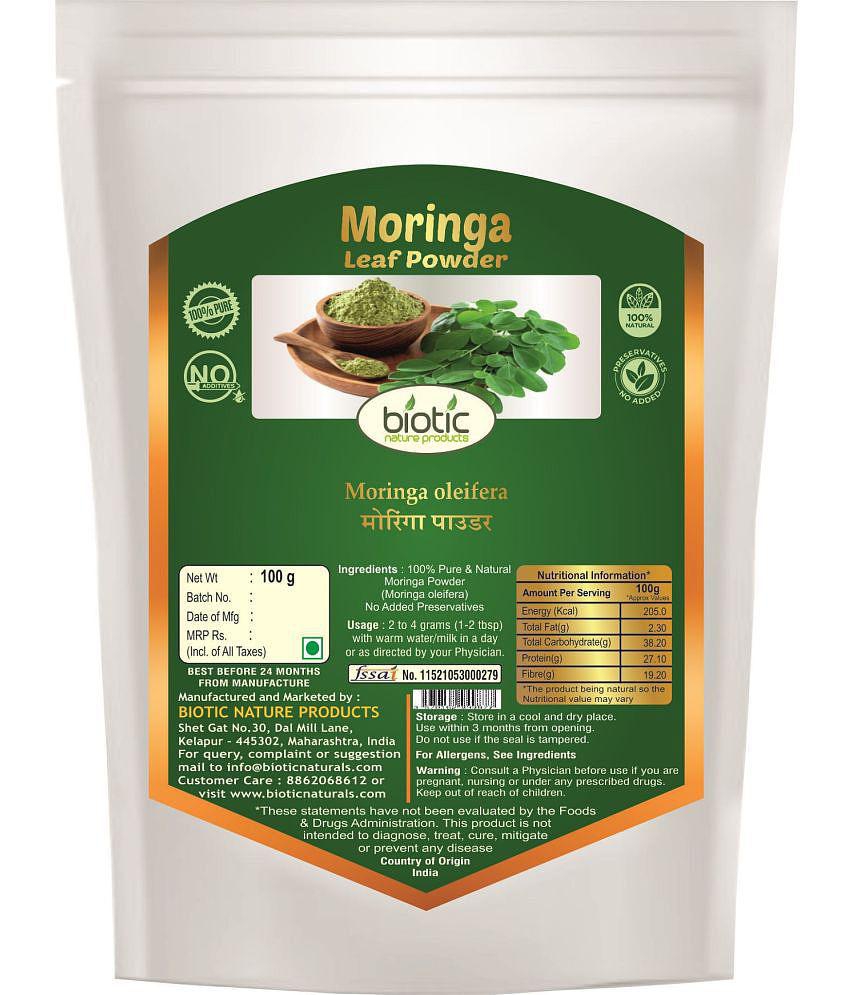 Biotic Moringa Leaf Powder (Moringa Oliefera) for Eating, Hair 100 gm