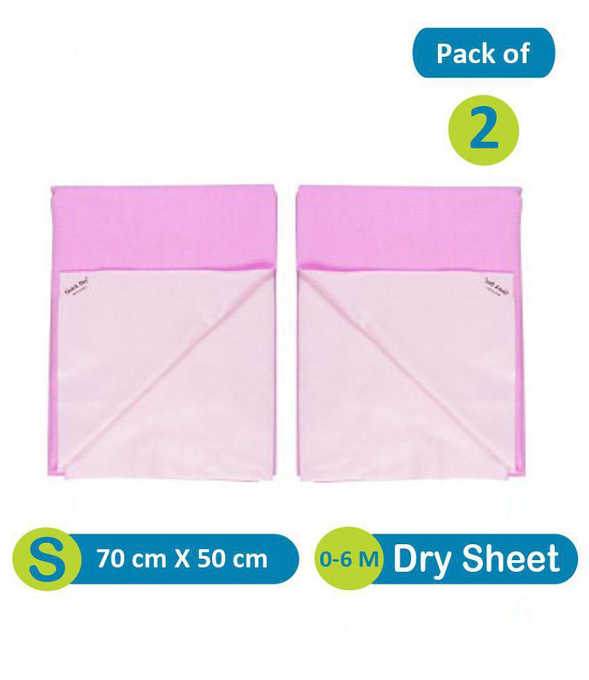 Quick Dry Plain Waterproof sheet Small Pink-Set of 2 Rubber Sheet