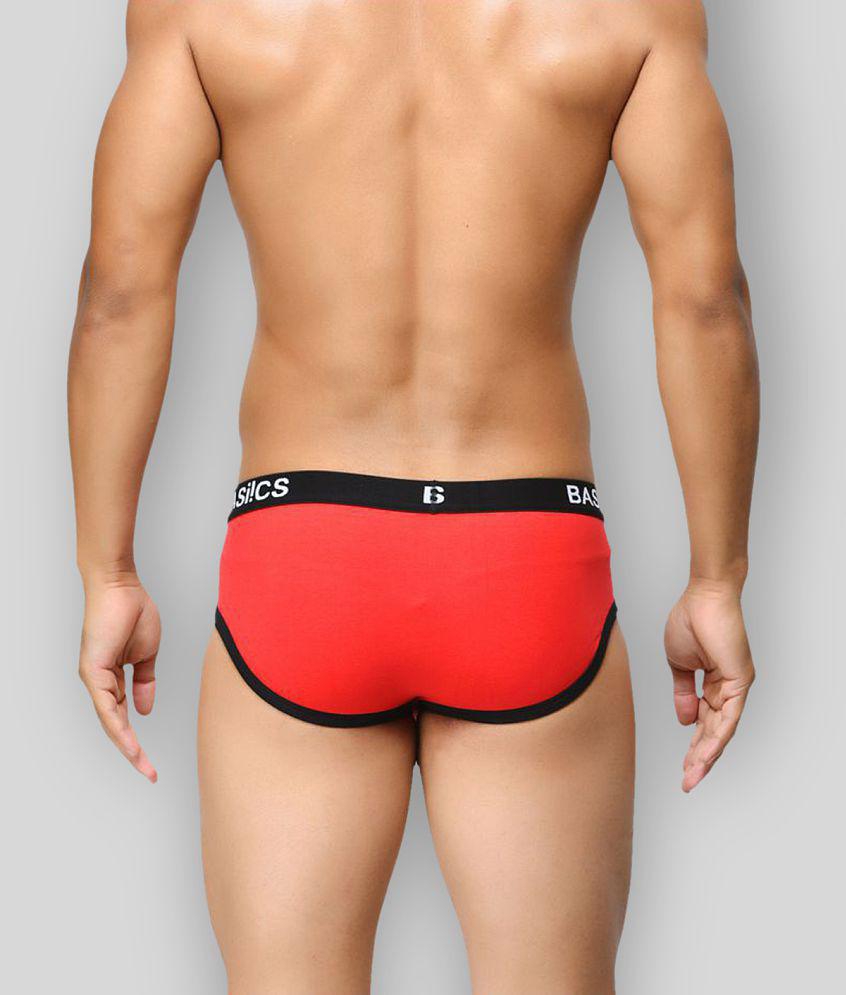 Sophisticated Men BASIICS By La Intimo - Red Cotton Blend Men's Briefs ( Pack of 1 ) - L 2025 at