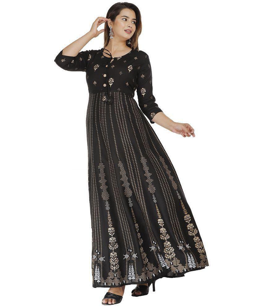 Buy Online Plo ANNEIV - Black Rayon Women's Anarkali Kurti ( Pack of 1 ) - None