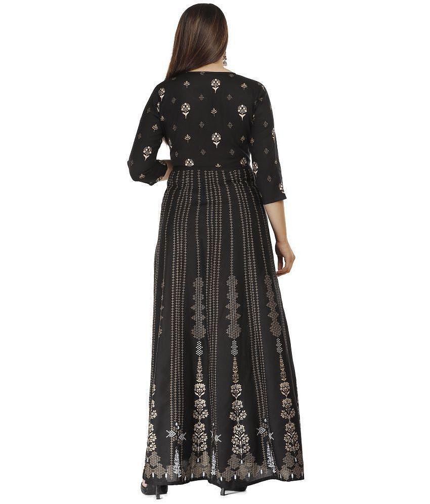 Buy Online Plo ANNEIV - Black Rayon Women's Anarkali Kurti ( Pack of 1 ) - None