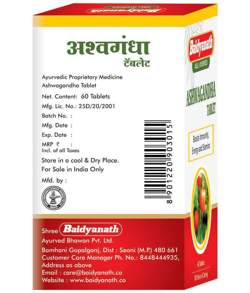 Baidyanath Ashwagandha Tablet 60 no.s Pack of 3