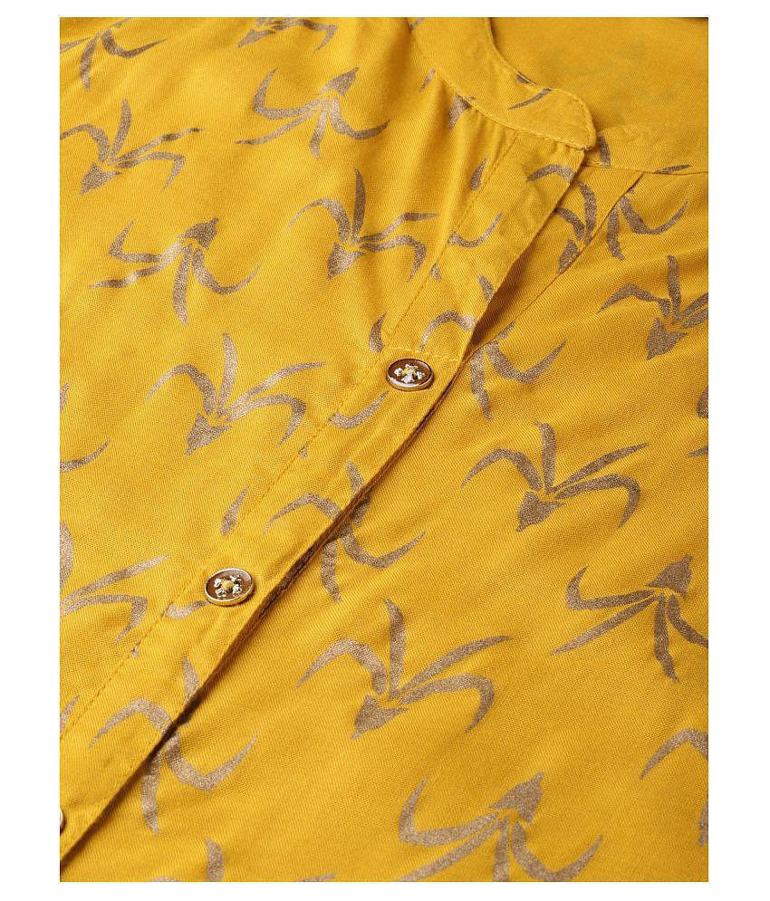 KSUT Yellow Viscose Straight Kurti - XL