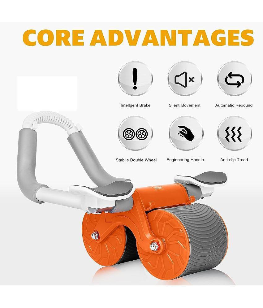 OKASTA Roller Wheel Exercise with Elbow Support, Automatic Rebound Abdominal Wheel Ab Exerciser (Multicolor)/abs roller/gym roller/exercises roller - Orange