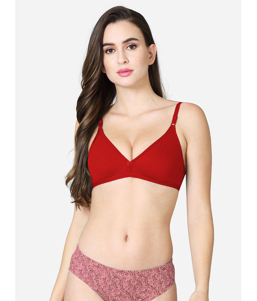 VStar - Red Cotton Blend Non Padded Women's Everyday Bra ( Pack of 1 ) - None