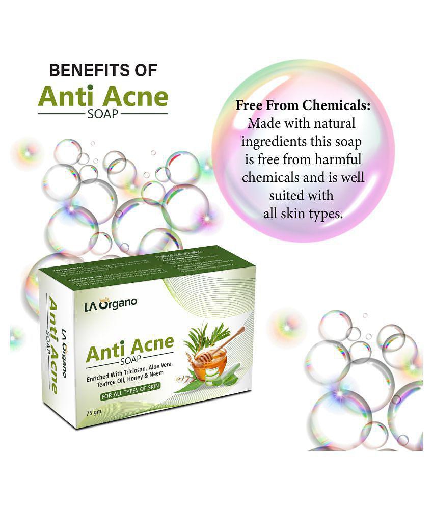 LA ORGNO Anti Acne Soap For Remove Acne, Blemishes & Scars Soap -  75 gms each Pack of 5