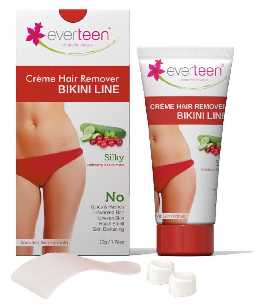 everteen SILKY Bikini Line Hair Remover Creme with Cranberry and Cucumber - 3 Packs (50g Each)