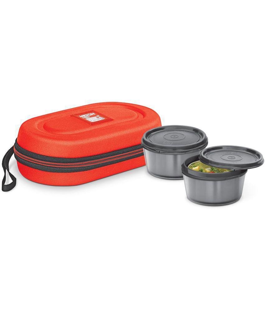 Milton Nutri Stainless Steel Insulated Tiffin Set, 320ml, Set of 2, Black