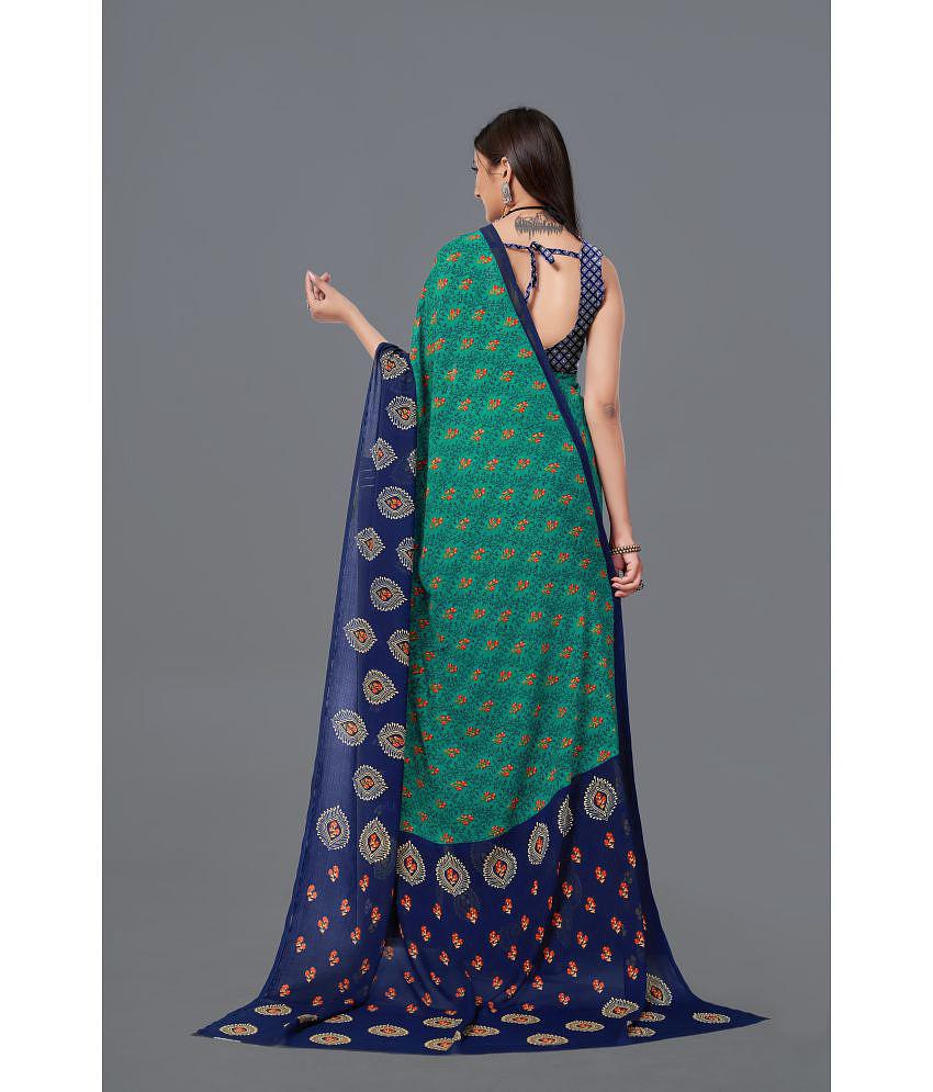 LEELAVATI - Navy Blue Georgette Saree With Blouse Piece ( Pack of 1 ) - Navy Blue