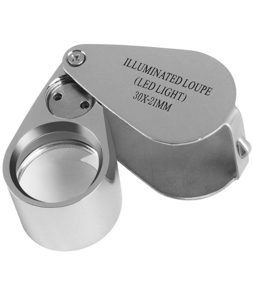 Rangwell 30X Full Metal Illuminated Jewelry Loop Magnifier, XYK Pocket Folding Magnifying Glass Jewelers Eye Loupe.