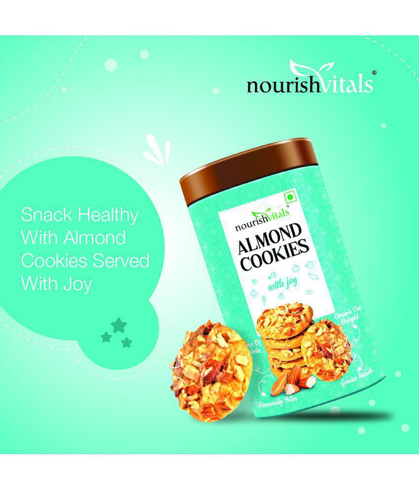 NourishVitals Pista Cranberry Cookies + Almond Cookies, Heavenly Bites, Source of Protein, Crunchy Delights, Genius Snack,120g Each