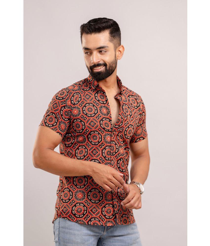 Premium Men Frionkandy 100% Cotton Regular Fit Printed Half Sleeves Mens Casual Shirt - Black ( 
