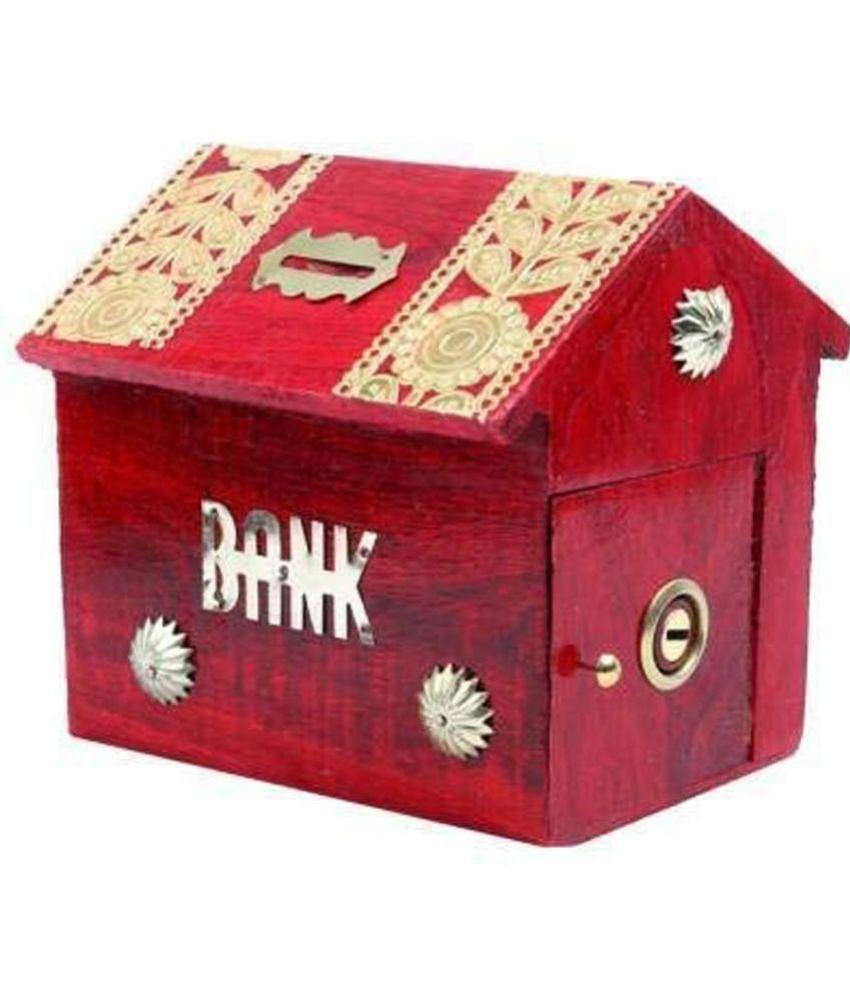 SWH - Wood Brown Piggy Bank ( Pack of 1 )