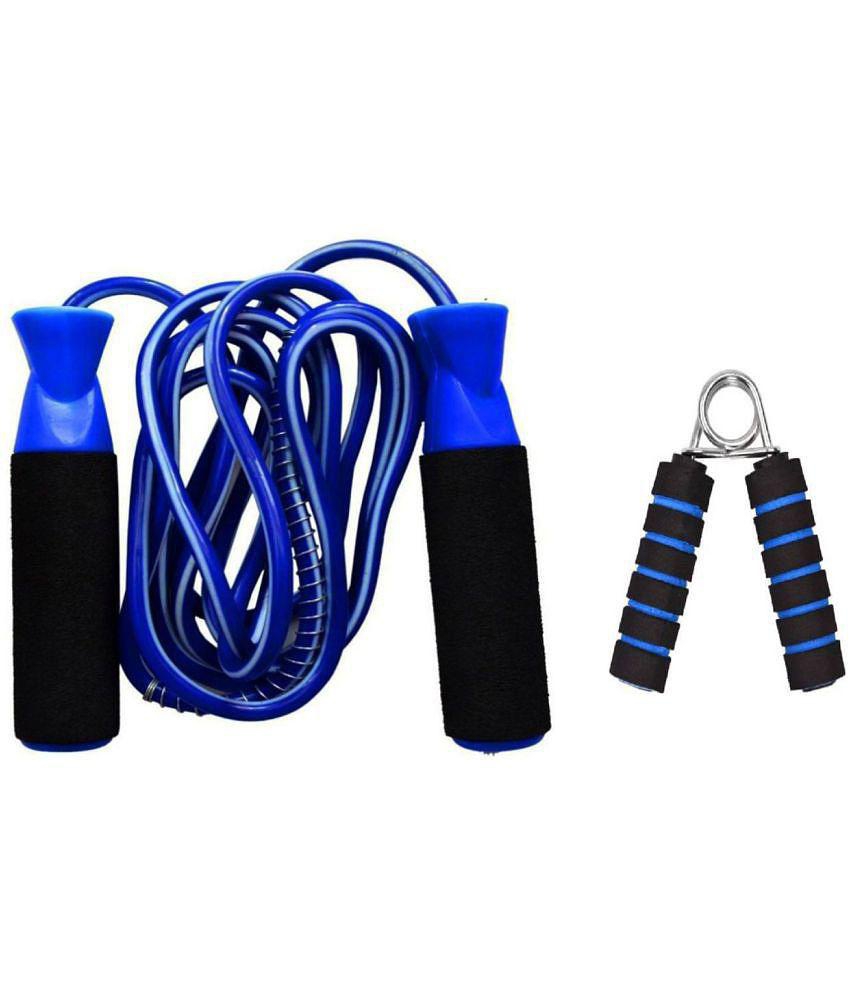 EmmEmm Best Selling Combo of Blue Foam Skipping Rope & Foam Hand Gripper (For Gym, Fitness & Exercise - Multi Color